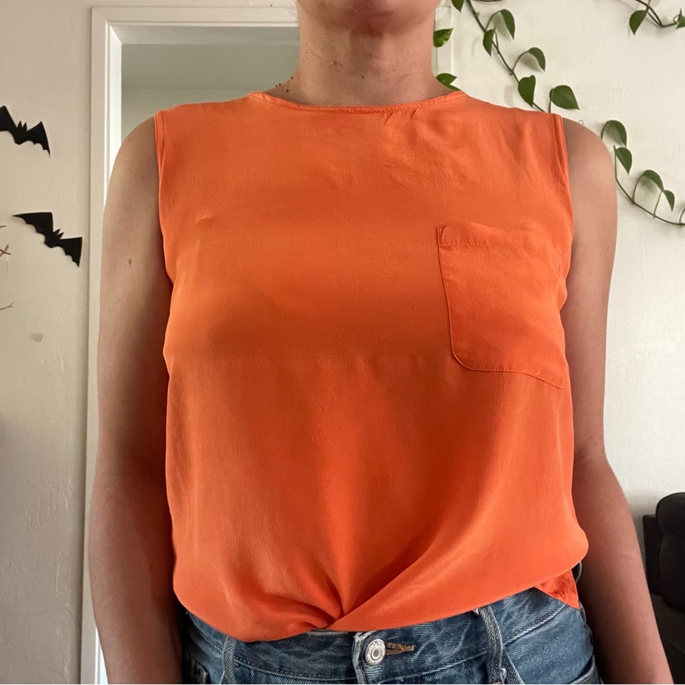 Bright Silk Sleeveless Blouse